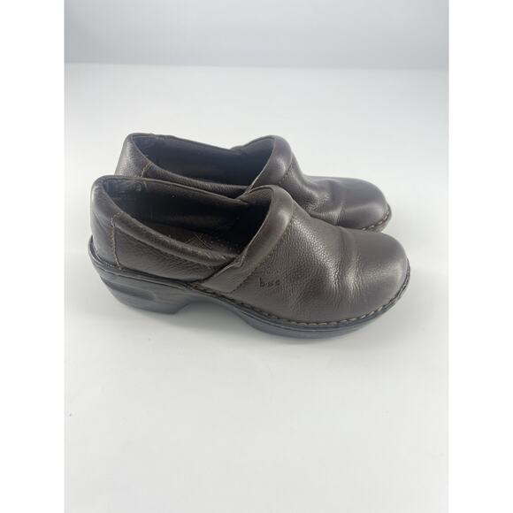 B.O.C. Born Concept Shoe Women Size 7.5 Brown Leather Loafer Slip On Clog Work - Picture 2 of 8